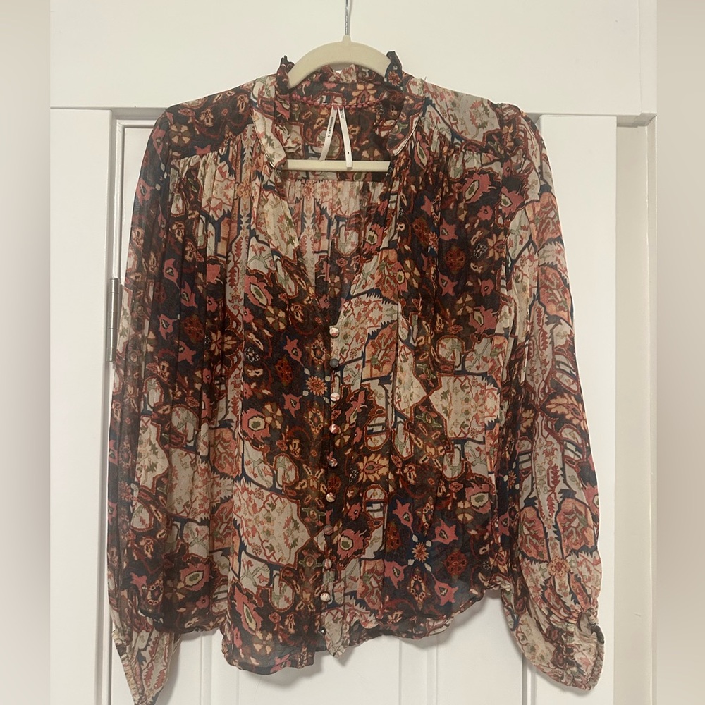Anthropologie Sheer Patterned Blouse